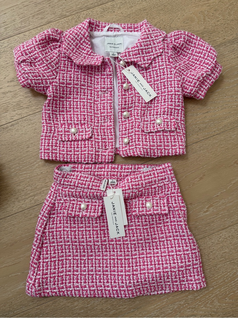 Janie and Jack Pink Tweed Two-Piece Set